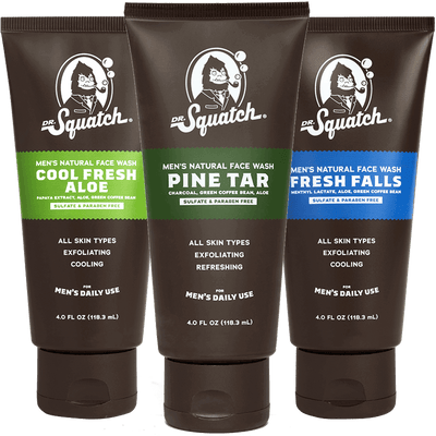 Dr. Squatch Men's Face Wash and Bar Soap Bundle - Exfoliating Face Wash Made with Natural Ingredients - Fresh Falls Face Wash and Fresh Falls, Cedar